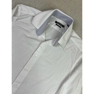Indochino Shirt Mens Medium‎ White Micro Dot Slim Fit Button Down Long Sleeve